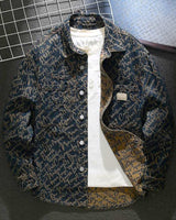 Godfrey – Jeansjacke mit Bibelvers in Abstract