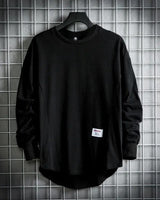 Leon | Herren Oversized Longsleeve Rundhals Langarm Basic in Schwarz