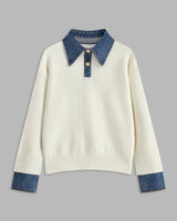 Damen 2 in 1 Pullover mit Reverskragen in Weiß
