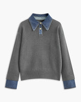Damen 2 in 1 Pullover mit Reverskragen in Hellgrau
