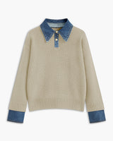 Damen 2 in 1 Pullover mit Reverskragen in Apricot