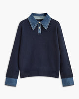 Damen 2 in 1 Pullover mit Reverskragen in Marineblau