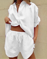 Ulalena | Women Linen zweiteiliges Outfit Set in Weiß