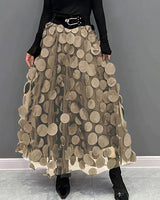 Silviya | Damen Eleganter Stilvoll Rock | Lang in Beige