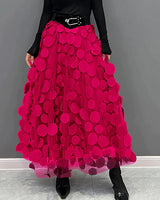 Silviya | Damen Eleganter Stilvoll Rock | Lang in Rosa