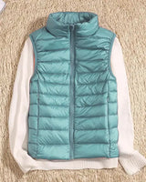 Bettina | Damen Warme Winter Steppweste in Hellblau
