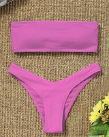 Ocean Chic - Neuer Bikini Set mit hoher Taille und trägerlos in Rosa