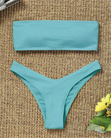 Ocean Chic - Neuer Bikini Set mit hoher Taille und trägerlos in Grün