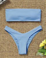Ocean Chic - Neuer Bikini Set mit hoher Taille und trägerlos in Blau