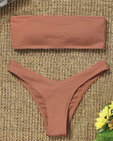Ocean Chic - Neuer Bikini Set mit hoher Taille und trägerlos in Braun