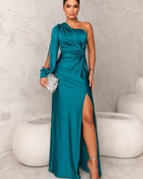 Jocelyn | Einschulter Transparent Abendkleid in Türkis