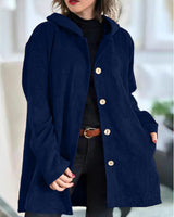 Cordia | Gemütliche Cordjacke mit Kapuze in Marineblau