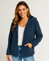 Damen-Fleecejacke mit Kapuze - Yverine in Blau