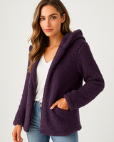 Damen-Fleecejacke mit Kapuze - Yverine in Violett