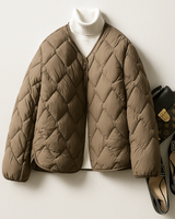 Katharina | Damen Warme Gesteppt Leichte Pufferjacke in Braun