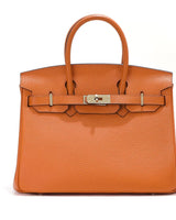 Jane – Premium-Handtasche aus echtem genarbtem Leder in Orange