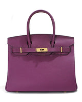 Jane – Premium-Handtasche aus echtem genarbtem Leder in Lila