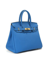 Jane – Premium-Handtasche aus echtem genarbtem Leder in Blau