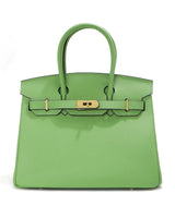 Jane – Premium-Handtasche aus echtem genarbtem Leder in Grün