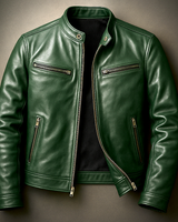 Vintage-Lederjacke in Grün