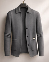 Nawed – Slim Fit Strickjacke Mit Reverskragen in Grau