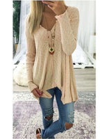 Damen nan lockerfallende Rippstrick Tunika mit V-Ausschnitt und asymmetrischem Saum Drune in Khaki