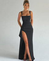 Aria | Elegantes Slip-Maxikleid mit offenem Rücken in Grau