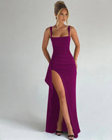 Aria | Elegantes Slip-Maxikleid mit offenem Rücken in Lila