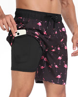 Adam – Badeshorts für Herren – Schnelltrocknende Strandbekleidung in Schwarz / Rosa