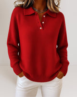 Olivia™ | Weicher Strickpullover mit Kragen in Rot