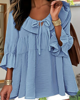 Garbine – Elegante Bluse Mit Rüschen Am Ausschnitt in Hellblau