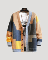 Viola | Damen Frühlings Colorblock-Strickcardigan mit Knöpfen in Khaki