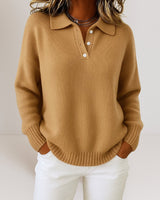 Olivia™ | Weicher Strickpullover mit Kragen in Kamel