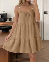 Masley – Minikleid mit Spaghettiträgern Und Lockerer Passform in Khaki