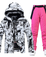 Wasser- und winddichter Unisex-Skianzug - Nivor in Schwarz mit Rosa