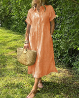 Corinne – Elegantes Damen Hemdblusenkleid in Orange