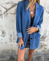 Ysabeau | Elegantes Denim Lässiges Jas in Blau