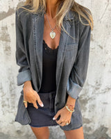 Ysabeau | Elegantes Denim Lässiges Jas in Grau