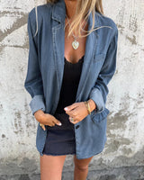 Ysabeau | Elegantes Denim Lässiges Jas in Blau 2
