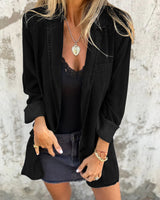 Ysabeau | Elegantes Denim Lässiges Jas in Schwarz