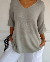 Anna | Bluse mit V-Ausschnitt in Grau