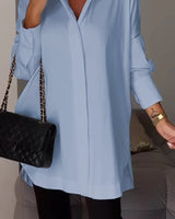 Bettina - Chique Bluse aus Chiffon in Übergröße in Hellblau