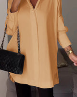 Bettina - Chique Bluse aus Chiffon in Übergröße in Gelb