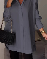 Bettina - Chique Bluse aus Chiffon in Übergröße in Grau