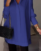 Bettina - Chique Bluse aus Chiffon in Übergröße in Dunkelblau