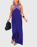 Frederikke – Elegantes Maxikleid Mit Gekreuztem Ausschnitt in Blau