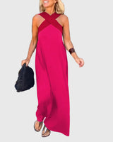 Frederikke – Elegantes Maxikleid Mit Gekreuztem Ausschnitt in Rosa