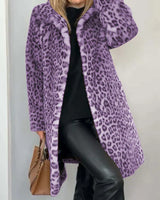 ZOE – Damen-Wintermantel mit Animal-Print in Lila