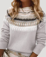 Jenny | Damen Frühlings Fair-Isle-Strickpullover in Grau