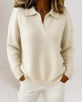 Olivia™ | Weicher Strickpullover mit Kragen in Weiß